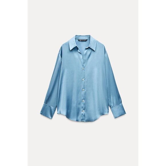 Zara Satin Effect Basic Shirt - S - Picture 3 of 7